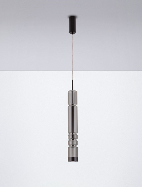 Nova Luce LED Pendelleuchte Bento 7W warmweiss 3000K Rauchgrau Schwarz Glas Metall Ø8cm 9030551