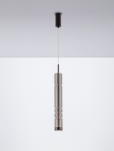 Nova Luce LED Pendelleuchte Bento 7W warmweiss 3000K Rauchgrau Schwarz Glas Metall Ø8cm 9030551