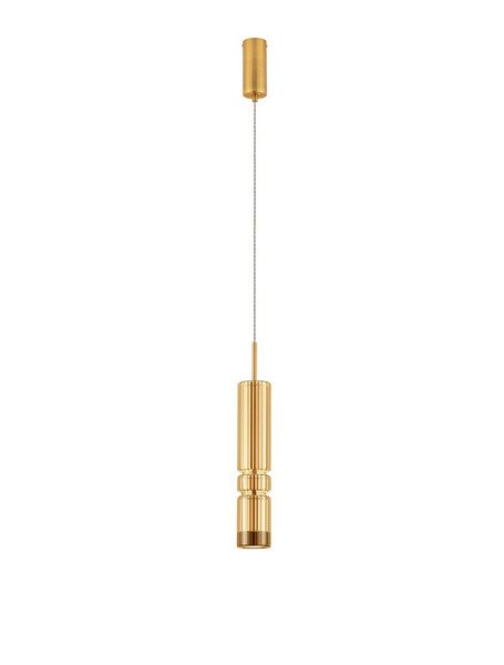 Nova Luce LED Pendelleuchte Bento 7W warmweiss 3000K Cognac Messinggold Glas Metall Ø8cm 9030552