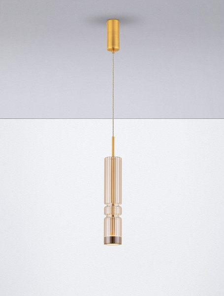 Nova Luce LED Pendelleuchte Bento 7W warmweiss 3000K Cognac Messinggold Glas Metall Ø8cm 9030552