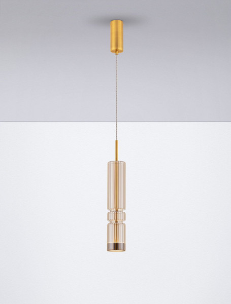 Nova Luce LED Pendelleuchte Bento 7W warmweiss 3000K Cognac Messinggold Glas Metall Ø8cm 9030552