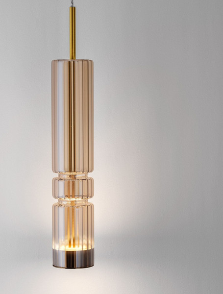 Nova Luce LED Pendelleuchte Bento 7W warmweiss 3000K Cognac Messinggold Glas Metall Ø8cm 9030552