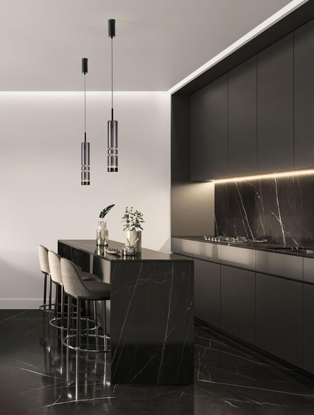 Nova Luce LED Pendelleuchte Bento 7W warmweiss 3000K Rauchgrau Schwarz Glas Metall Ø8cm 9030553