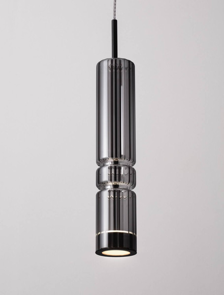 Nova Luce LED Pendelleuchte Bento 7W warmweiss 3000K Rauchgrau Schwarz Glas Metall Ø8cm 9030553