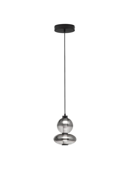 Nova Luce LED Pendelleuchte Bally dimmbar 12W warmweiss 3000K Rauchgrau Schwarz Glas Metall Ø20cm 9030554