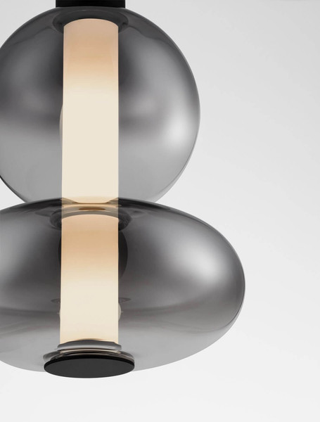 Nova Luce LED Pendelleuchte Bally dimmbar 12W warmweiss 3000K Rauchgrau Schwarz Glas Metall Ø20cm 9030554