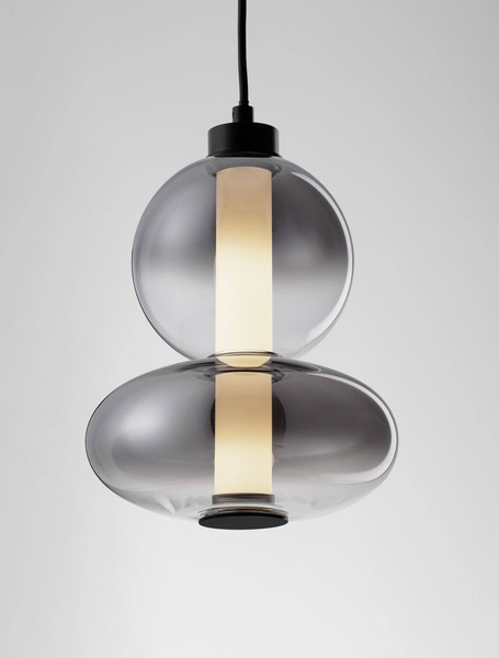 Nova Luce LED Pendelleuchte Bally dimmbar 12W warmweiss 3000K Rauchgrau Schwarz Glas Metall Ø20cm 9030554