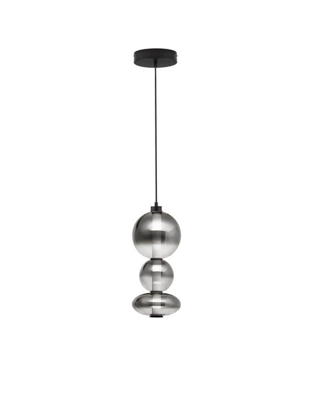 Nova Luce LED Pendelleuchte Bally dimmbar 20W warmweiss 3000K Rauchgrau Schwarz Glas Metall Ø20cm 9030555
