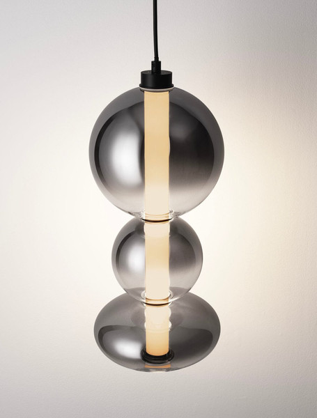 Nova Luce LED Pendelleuchte Bally dimmbar 20W warmweiss 3000K Rauchgrau Schwarz Glas Metall Ø20cm 9030555