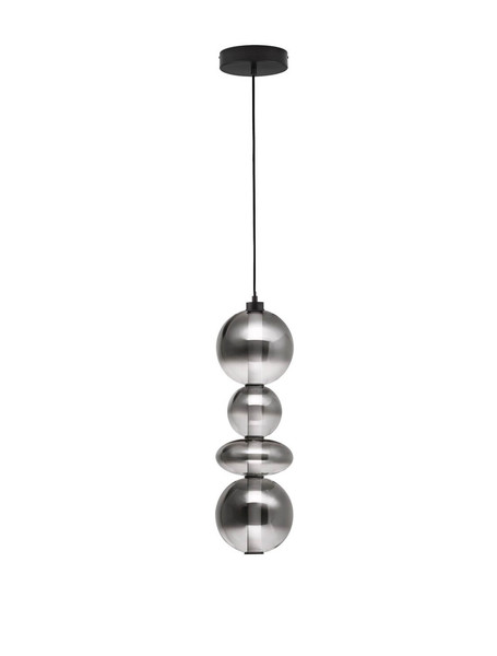 Nova Luce LED Pendelleuchte Bally dimmbar 36W warmweiss 3000K Rauchgrau Schwarz Glas Metall Ø20cm 9030556