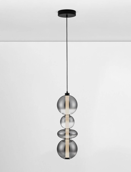 Nova Luce LED Pendelleuchte Bally dimmbar 36W warmweiss 3000K Rauchgrau Schwarz Glas Metall Ø20cm 9030556