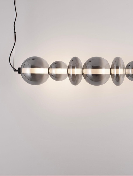 Nova Luce LED Pendelleuchte Bally dimmbar 40W warmweiss 3000K Rauchgrau Schwarz Glas Metall 117x19,5cm 9030557