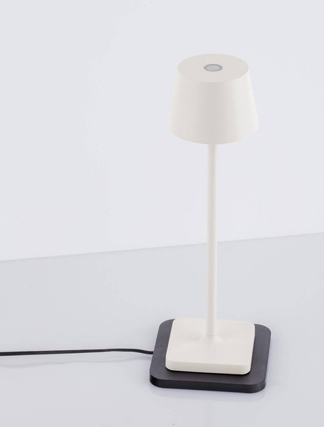 Nova Luce LED Akku-Tischleuchte Deck dimmbar 2W warmweiss 3000K USB IP54 Weiß Aluminium Ø8,5cm 9030562