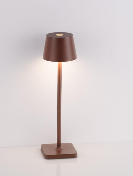 Nova Luce LED Akku-Tischleuchte Deck dimmbar 2W warmweiss 3000K USB IP54 Cortenstahl Aluminium Ø8,5cm 9030563