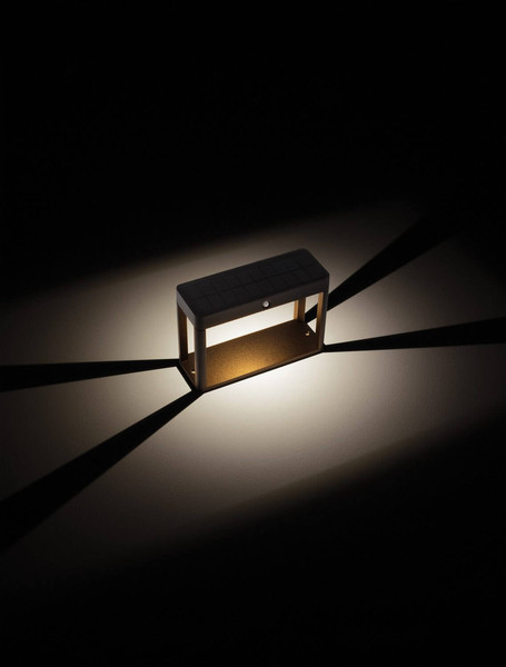 Nova Luce LED Solar-Sockelleuchte Berni 2W warmweiss 3000K Bewegungsmelder IP65 Schwarz Aluminium 15,5cm 9030565