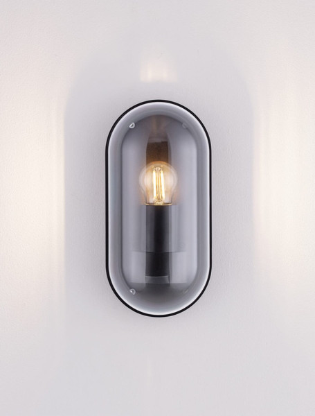 Nova Luce Außen-Wandleuchte Amel E27 IP65 salzwasserfest Schwarz Aluminium 25,5x12,5cm 9030577