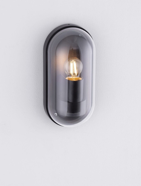 Nova Luce Außen-Wandleuchte Amel E27 IP65 salzwasserfest Schwarz Aluminium 25,5x12,5cm 9030577