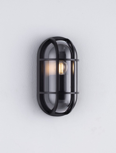 Nova Luce Außen-Wandleuchte Amel E27 IP65 salzwasserfest Schwarz Aluminium 27x14cm 9030578