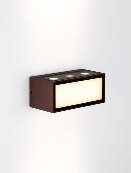 Nova Luce LED Außen-Wandleuchte Inga 11W warmweiss 3000K IP65 salzwasserfest Cortenstahl Aluminium 15x7cm 9030594