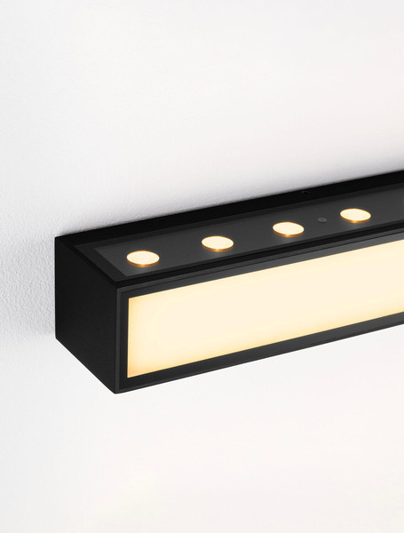 Nova Luce LED Außen-Wandleuchte Inga 31W warmweiss 3000K IP65 salzwasserfest Schwarz Aluminium 45x7cm 9030596