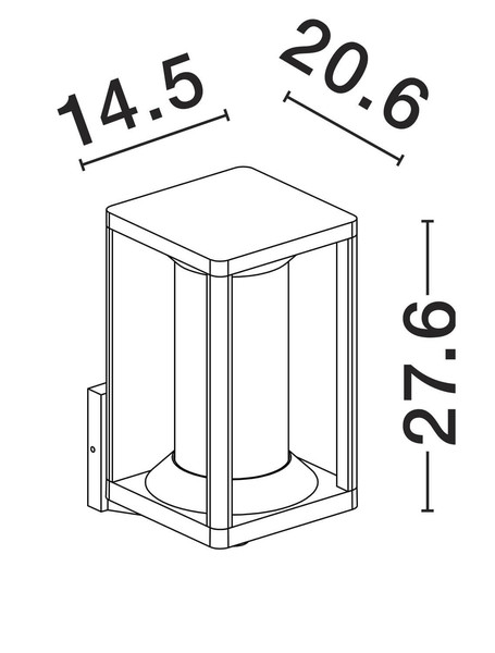 Nova Luce Außen-Wandleuchte Pacific E27 IP65 Schwarz Holz Aluminium 28x21cm 9030601