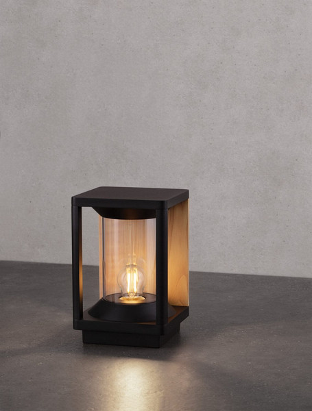 Nova Luce Sockelleuchte Pacific E27 IP65 Schwarz Holz Aluminium 22cm 9030605