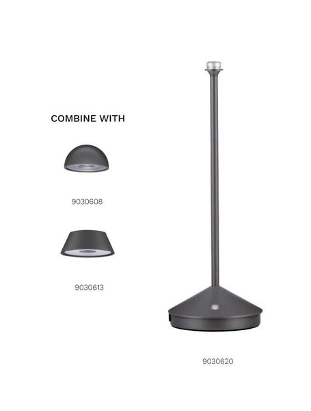 Nova Luce Standfuß für Akku-Tischleuchte Lumo dimmbar USB IP54 Dunkelgrau Aluminium Ø12cm 9030620
