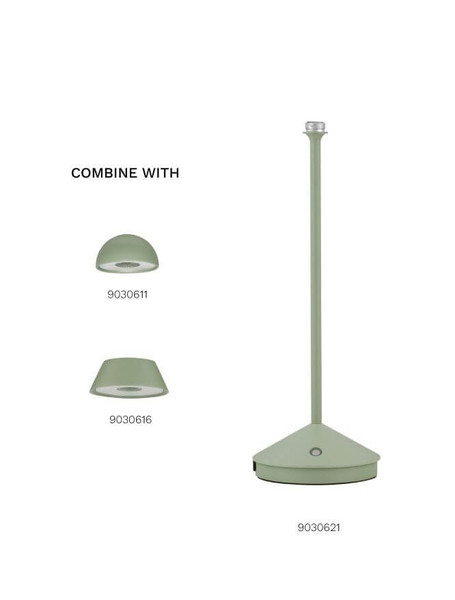 Nova Luce Standfuß für Akku-Tischleuchte Lumo dimmbar USB IP54 Olivgrün Aluminium Ø12cm 9030621