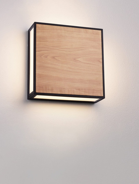 Nova Luce LED Außen-Wandleuchte Astral 16W warmweiss 3000K IP65 salzwasserfest Schwarz Holz Aluminium 22x22cm 9030631