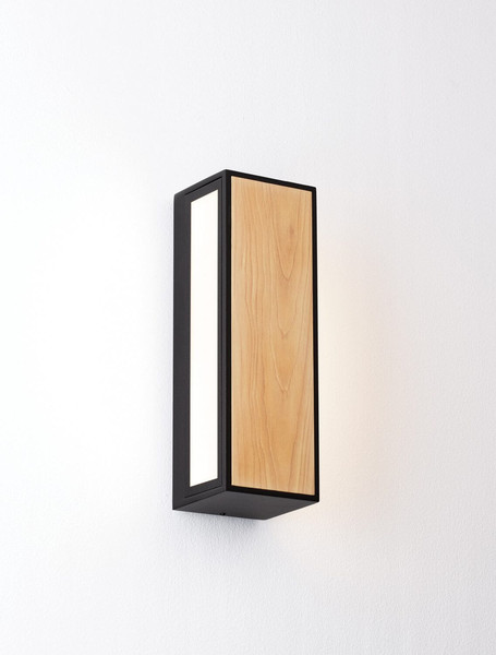 Nova Luce LED Außen-Wandleuchte Astral 10W warmweiss 3000K IP65 salzwasserfest Schwarz Holz Aluminium 26x9cm 9030633