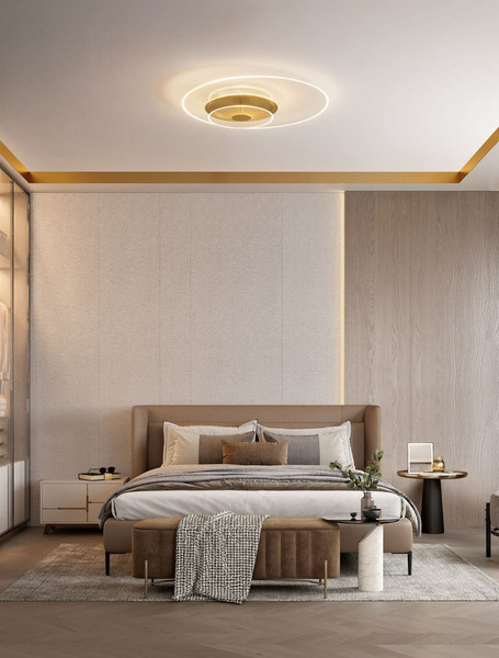 Nova Luce LED Deckenleuchte Copo dimmbar 35W warmweiss 3000K Messinggold Aluminium Ø60cm 9030641