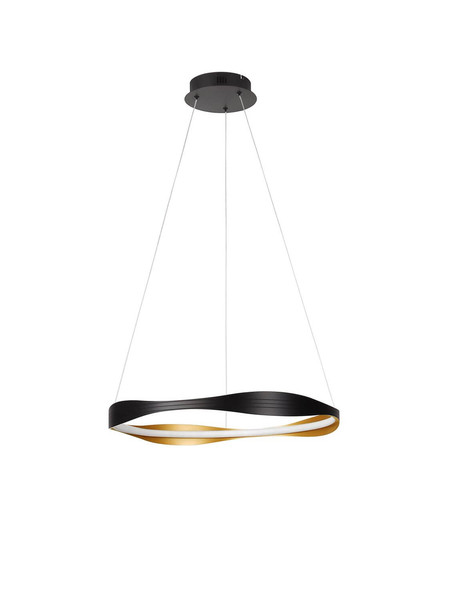 Nova Luce LED Pendelleuchte Dobi dimmbar 32W Schwarz Gold Aluminium Ø60cm 9030642