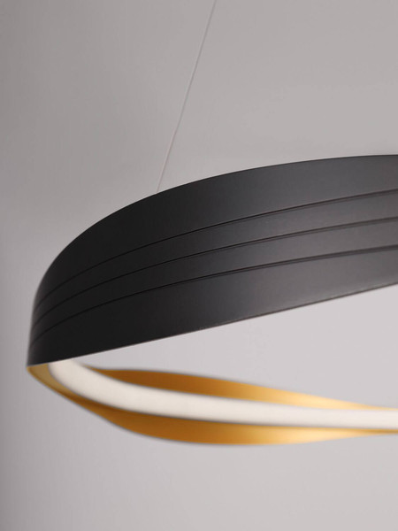Nova Luce LED Pendelleuchte Dobi dimmbar 32W Schwarz Gold Aluminium Ø60cm 9030642