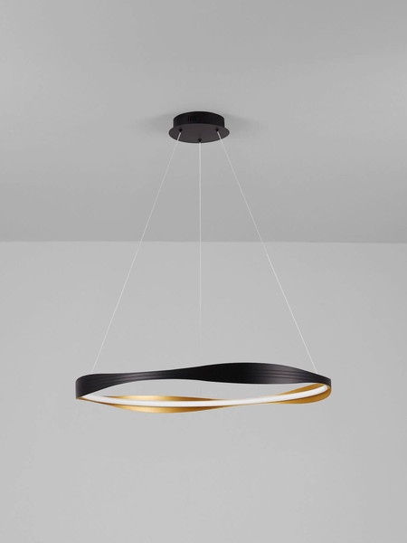 Nova Luce LED Pendelleuchte Dobi dimmbar 40W Schwarz Gold Aluminium Ø80cm 9030643