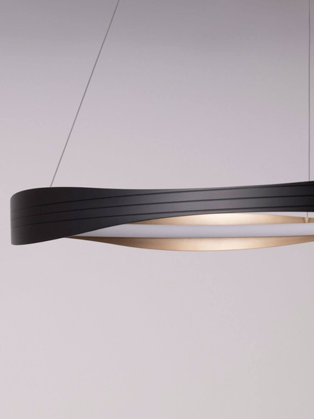 Nova Luce LED Pendelleuchte Dobi dimmbar 40W Schwarz Gold Aluminium Ø80cm 9030643