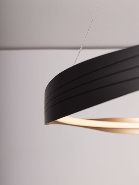 Nova Luce LED Pendelleuchte Dobi dimmbar 40W Schwarz Gold Aluminium Ø80cm 9030643