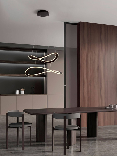 Nova Luce LED Pendelleuchte Celestia dimmbar 87W warmweiss 3000K Schwarz Aluminium Ø60cm 9030644