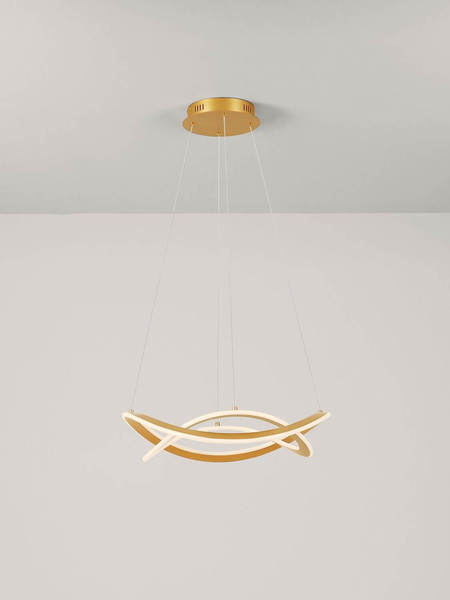 Nova Luce LED Pendelleuchte Celestia dimmbar 87W warmweiss 3000K Messinggold Aluminium Ø60cm 9030645