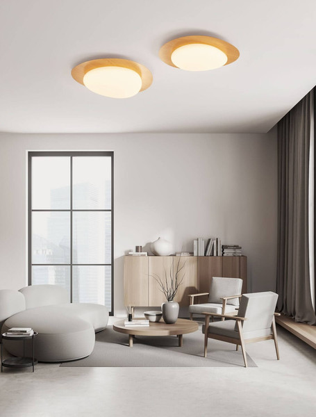 Nova Luce LED Deckenleuchte Nimbus dimmbar 29W warmweiss 3000K Holz Stahl Aluminium Ø57cm 9030647