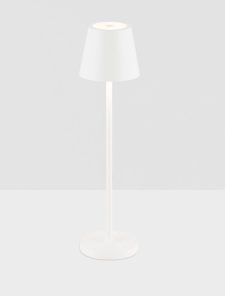 Nova Luce LED Akku-Tischleuchte Petit dimmbar 2W warmweiss 3000K IP54 salzwasserfest Weiß Aluminium Ø7cm 9030711