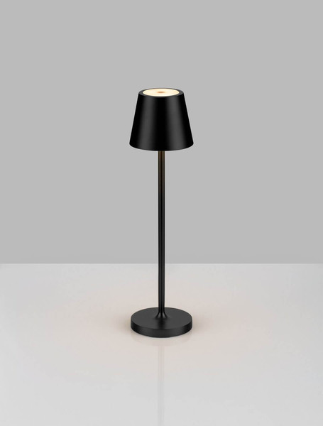 Nova Luce LED Akku-Tischleuchte Petit dimmbar 2W warmweiss 3000K IP54 salzwasserfest Schwarz Aluminium Ø7cm 9030712