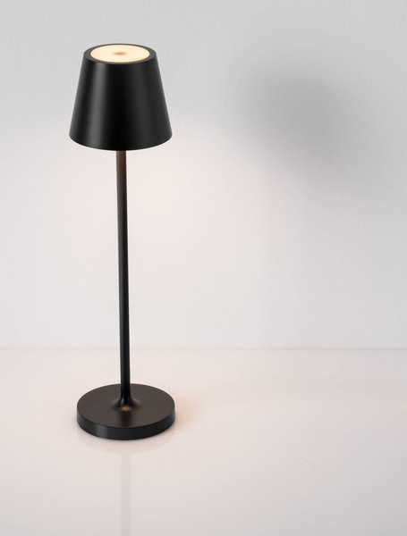 Nova Luce LED Akku-Tischleuchte Petit dimmbar 2W warmweiss 3000K IP54 salzwasserfest Schwarz Aluminium Ø7cm 9030712