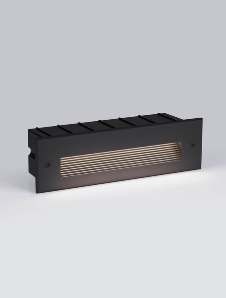 Nova Luce LED Wandeinbauleuchte Polka 7W warmweiss 3000K IP65 Schwarz Aluminium 25x8cm 9030775