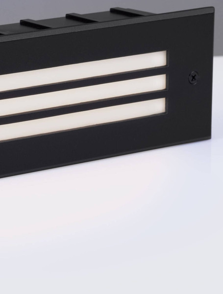 Nova Luce LED Wandeinbauleuchte Off 6W warmweiss 3000K IP65 salzwasserfest Schwarz Aluminium 26x8cm 9030777