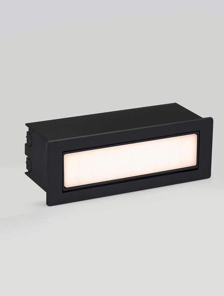 Nova Luce LED Wandeinbauleuchte Echo schwenkbar 6W warmweiss 3000K IP54 salzwasserfest Schwarz Aluminium 18x6cm 9030809