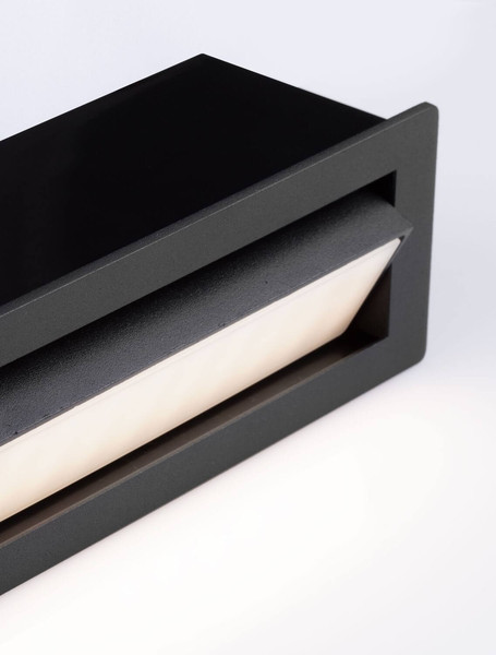 Nova Luce LED Wandeinbauleuchte Echo schwenkbar 6W warmweiss 3000K IP54 salzwasserfest Schwarz Aluminium 18x6cm 9030809