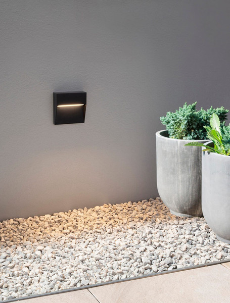 Nova Luce LED Außen-Wandleuchte Nectar 3W warmweiss 3000K IP65 salzwasserfest Anthrazit Aluminium 11x11cm 9030840