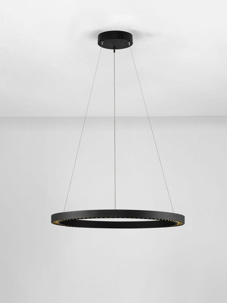 Nova Luce LED Pendelleuchte Deos dimmbar 27W warmweiss 3000K Schwarz Aluminium Ø65cm 9030894