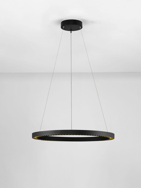 Nova Luce LED Pendelleuchte Deos dimmbar 27W warmweiss 3000K Schwarz Aluminium Ø65cm 9030894