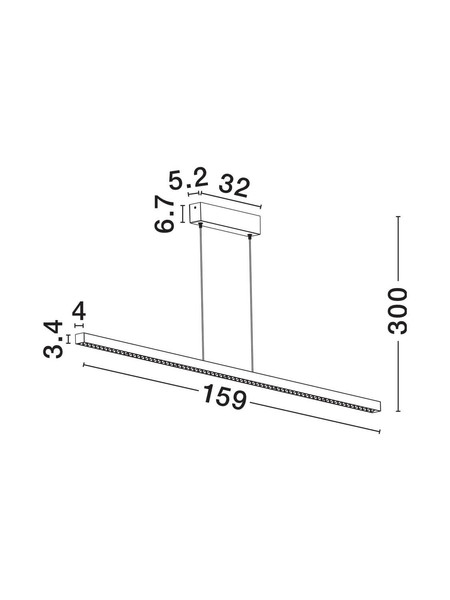 Nova Luce LED Pendelleuchte Deos dimmbar 25W warmweiss 3000K Weiß Aluminium 159x3cm 9030897